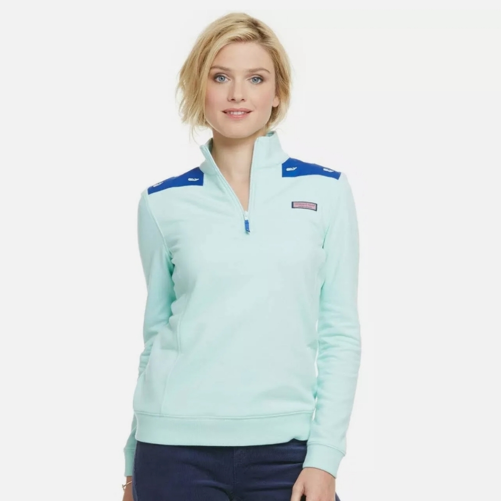 Vineyard Vines Mint Green Whale Accent Pullover